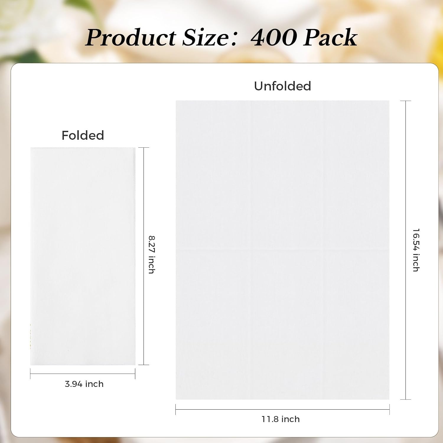 BESTVIP 400 Pack Disposable Hand Towels for Bathroom, Linen Feel, White image 5