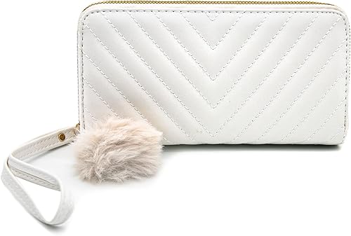 LJCZKA Cartera de piel sintética con bloqueo RFID para mujer, bolsillo doble con cremallera de gran capacidad, con tarjetero para tarjetas de