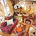 Flever Dollhouse Miniature DIY House Kit Creative Room with Furniture for Romantic Artwork Gift(Holiday Time Plus Dust Proof and Music Box)