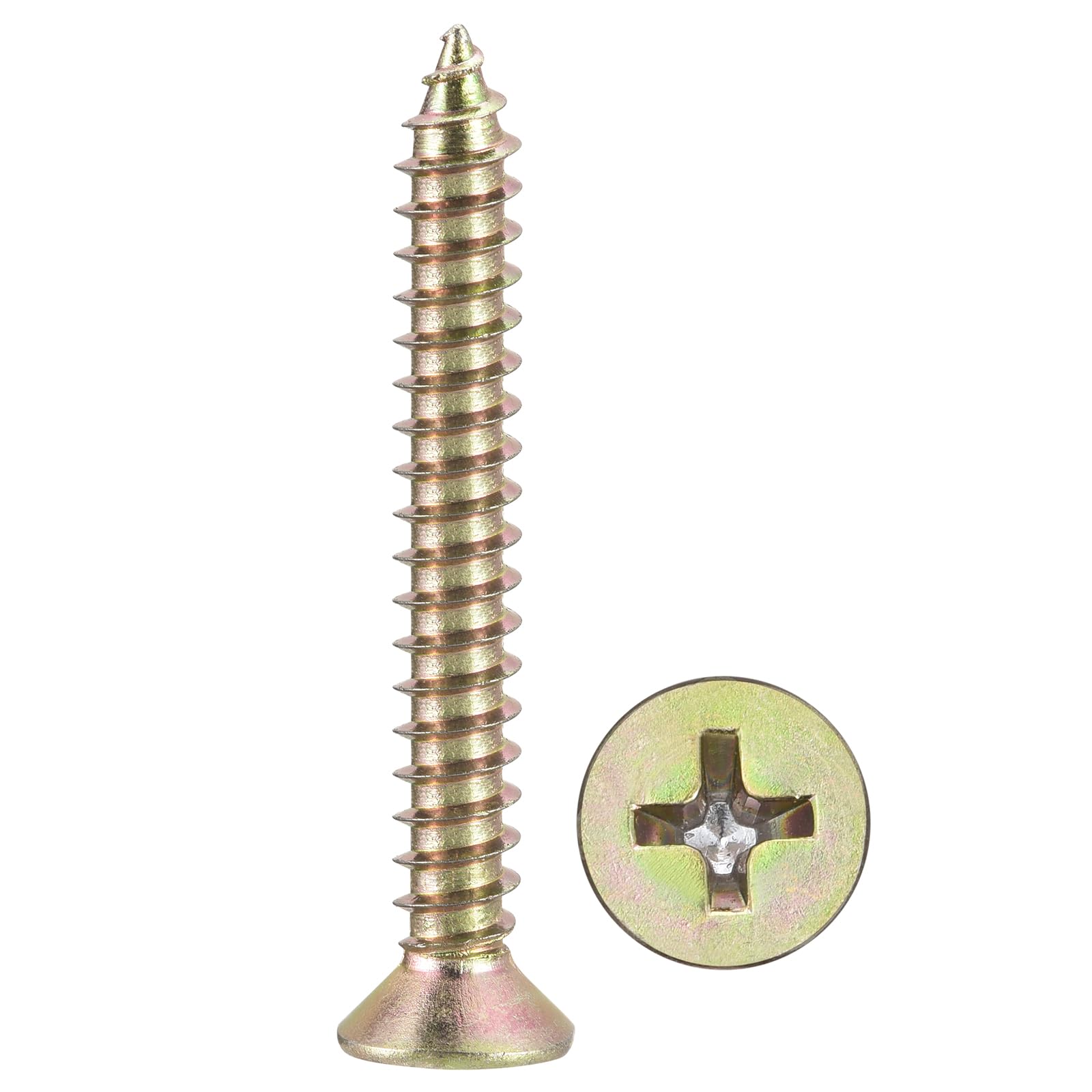 METALLIXITY Countersunk Phillips Wood Screws (#10x1-1/2") 50Pcs