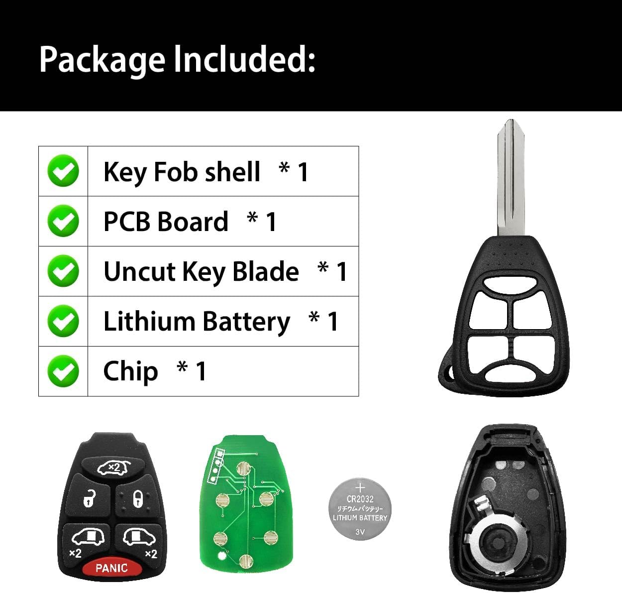 Car Key Fob Remote Keyless Entry Control M3N5WY72XX 315MHz 6 Button Replacement for 2004 2005 2006 2007 Chrysler Town Country Dodge Caravan Grand