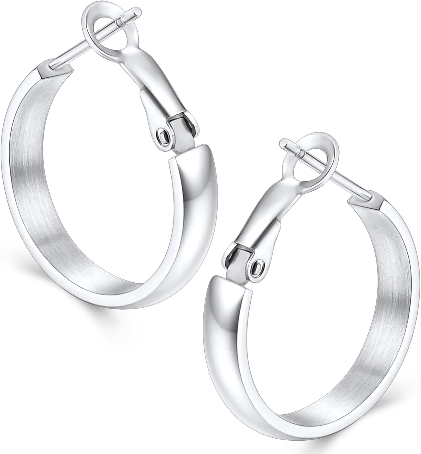 Jewlpire 14K Gold Plated 925 Sterling Sliver Post Hoop Earrings, 4MM/5MM Thick Non Tarnish Lightweight Hoop Earrings for Women Trendy 20/30/40/50/60/70mm