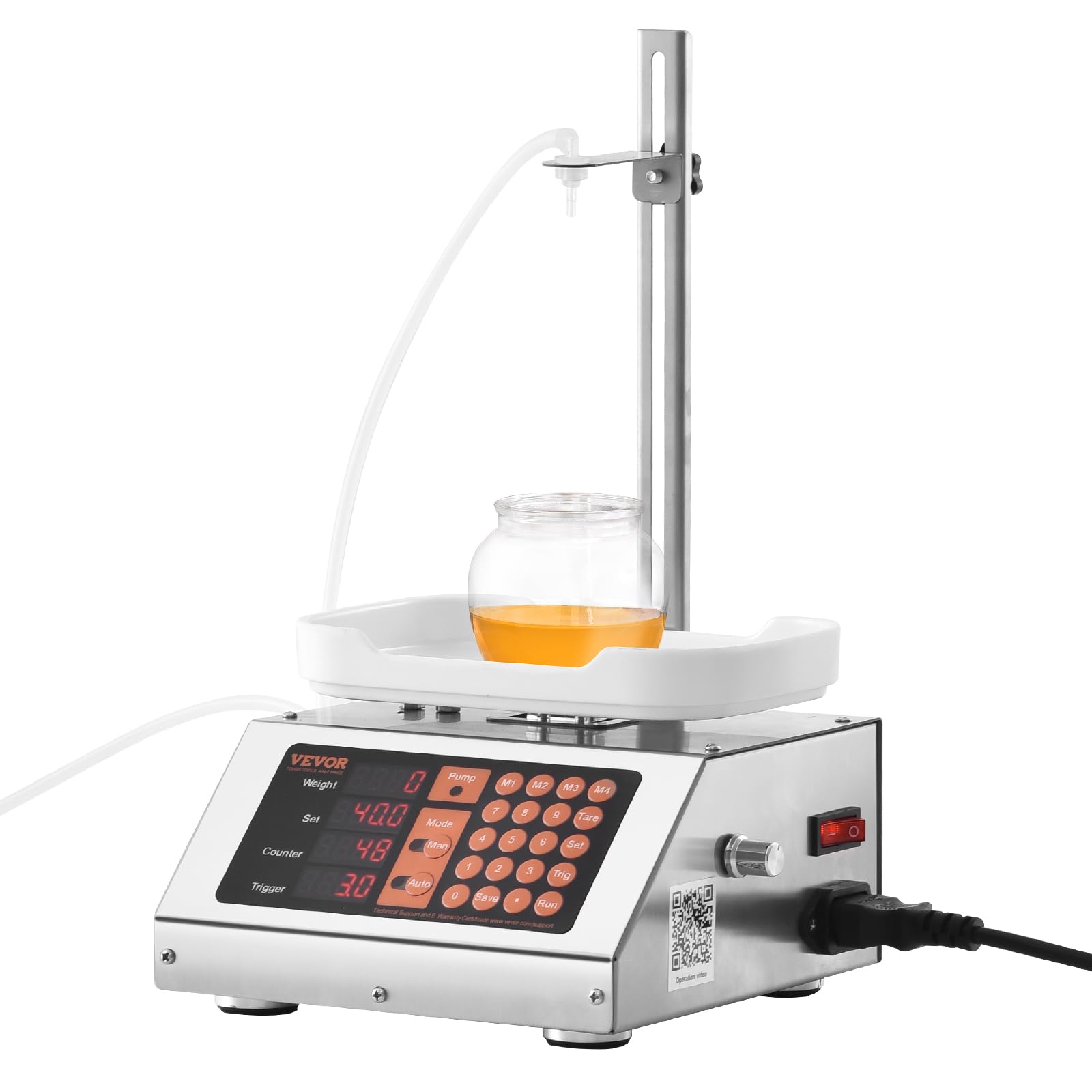 VEVOR Liquid Filling Machine, 5-50 g Weighing Capacity, Automatic Bottle Filler Machine, Bottling Machine Peristaltic Pump Digital Control for Milk, Water, Wine, Beverage, Soy Sauce