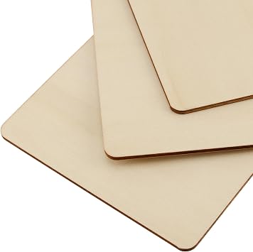 50 Pcs 6x6 Inch Square Wooden, Unfinished Blank Wood Pieces with Round Corner, Natural Square Wooden Cutouts for Crafts Letter Tiles Pyrography Coasters Plaques, 1/8 Inches Thickness