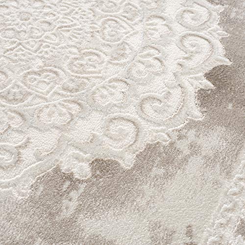 SANAT Teppiche für Wohnzimmer - Teppich Beige, Kurzflor Teppich Orientalisch, Öko-Tex 100 Zertifiziert, Größe: 160x220… – Bild 6