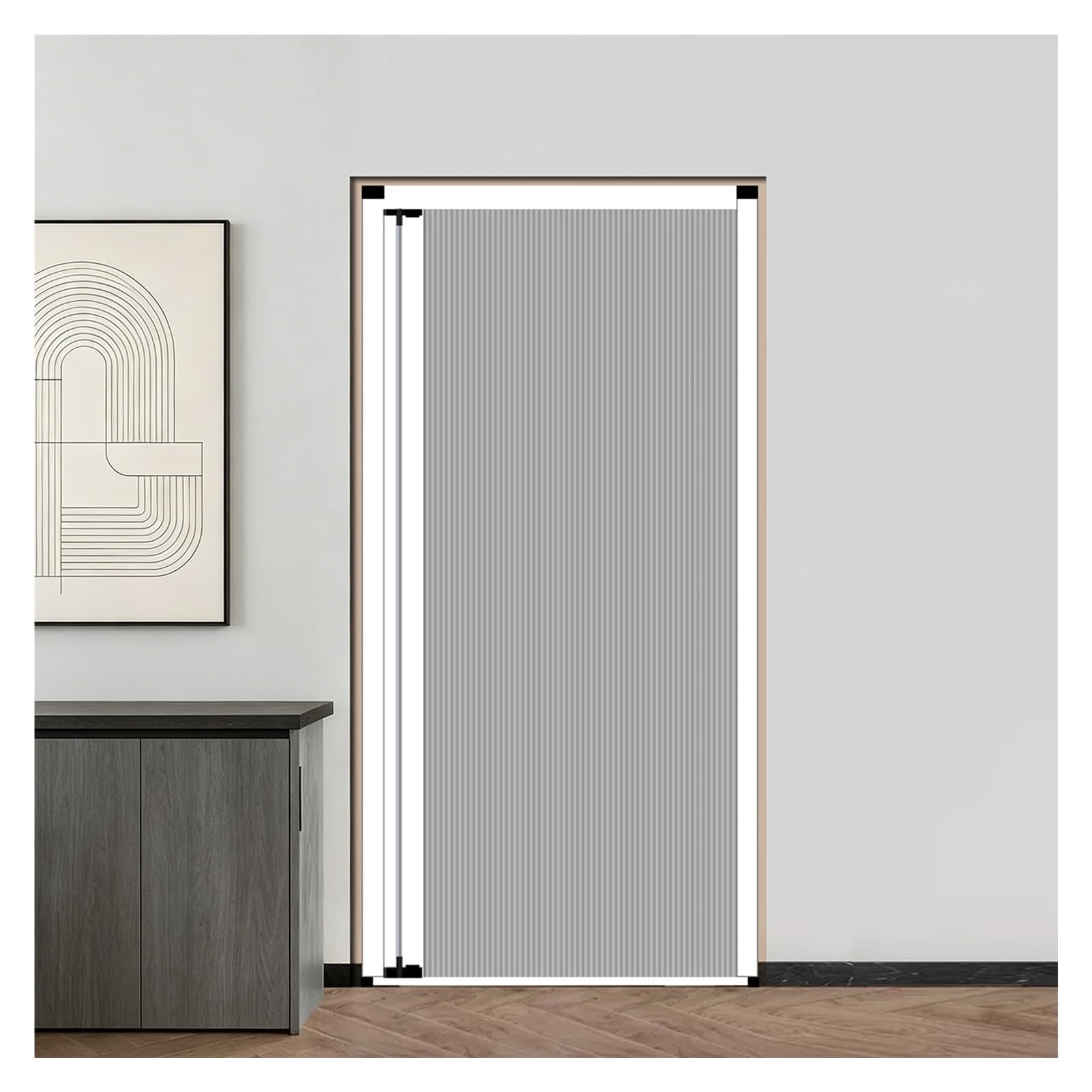 No Drilling Invisible Folding Accordion Door, Privacy Sliding Room Separator, Honeycomb Cloth Divider for Closet & Storage Room(Gray,80x210CM)