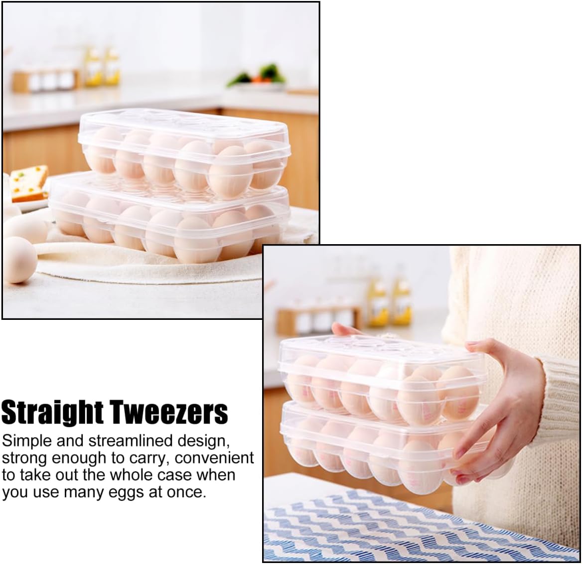 Egg Holder for Fridge, 24 Grid Clear Container, Egg Organizer for Refrigerator Stackable, Fresh Storage for Kitchen or Home