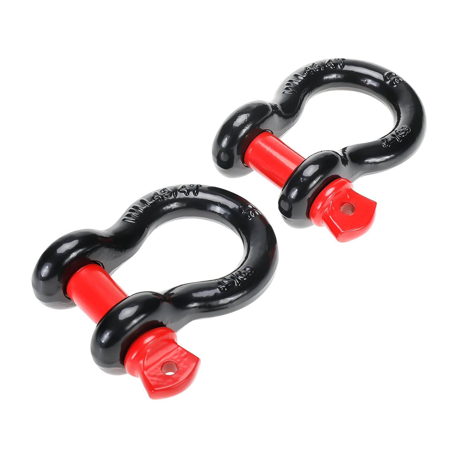 BOOMSTART Manille en Arc Robuste, 4,75 tonnes à vis, Manille en Alliage d'acier de 1,9 cm pour remorquage, Sangle de Levage, camions, camionnettes, Jeeps, véhicules Tout-Terrain, Rouge et Noir