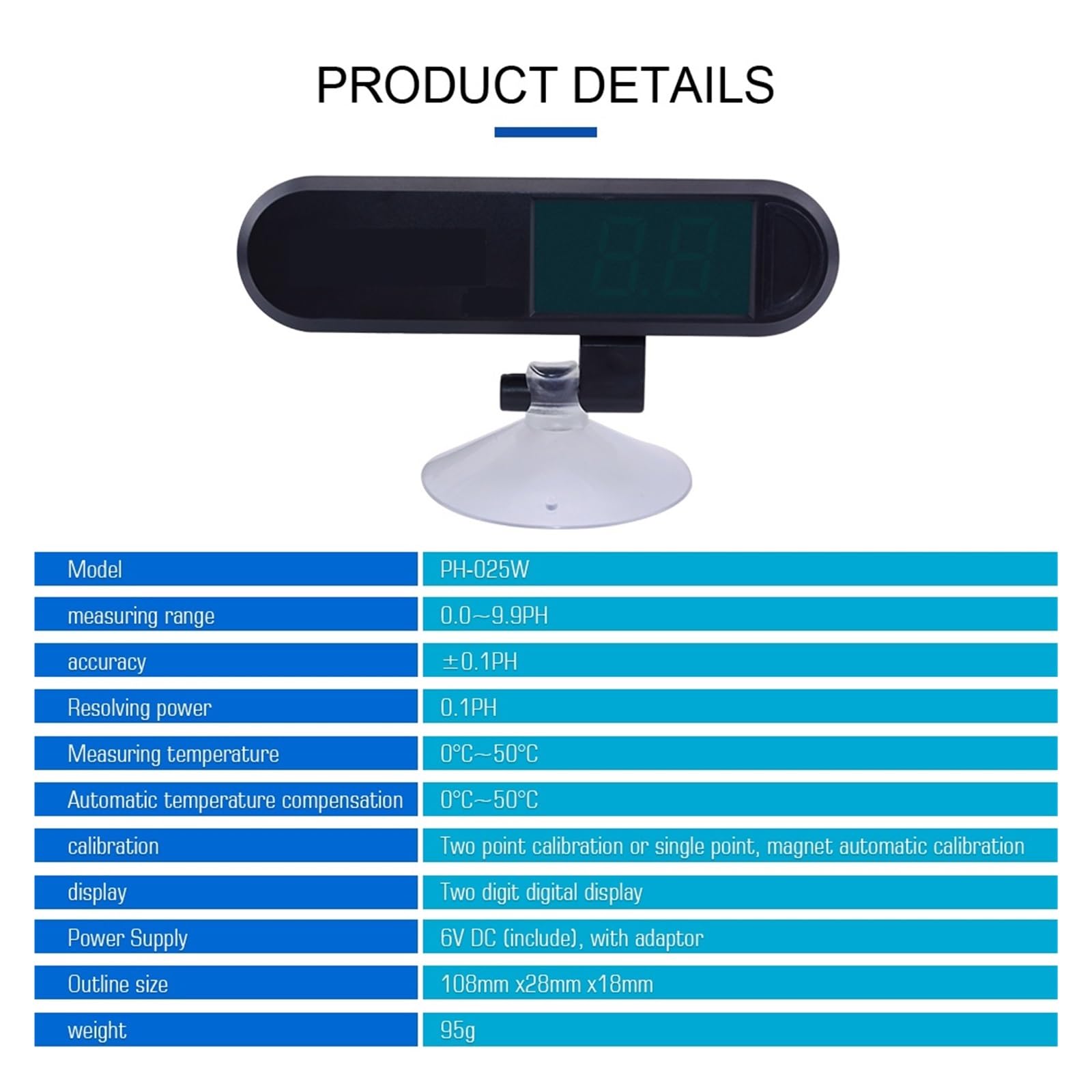 Medidor de PH Monitor acuario digital alta precisión Probador calidad del agua en línea Sonda prueba MedicióN Precisa
