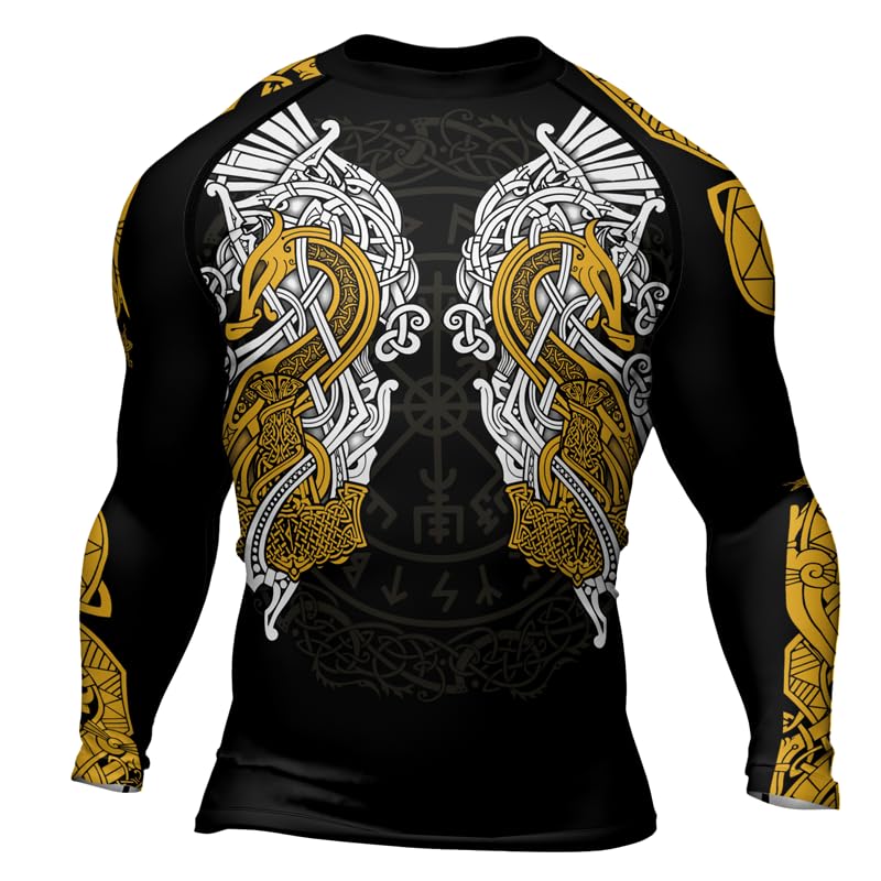 Men’s Viking Ranked Rash Guard Long Sleeve Compression Base Layer Shirt for MMA BJJ Jiu Jitsu2