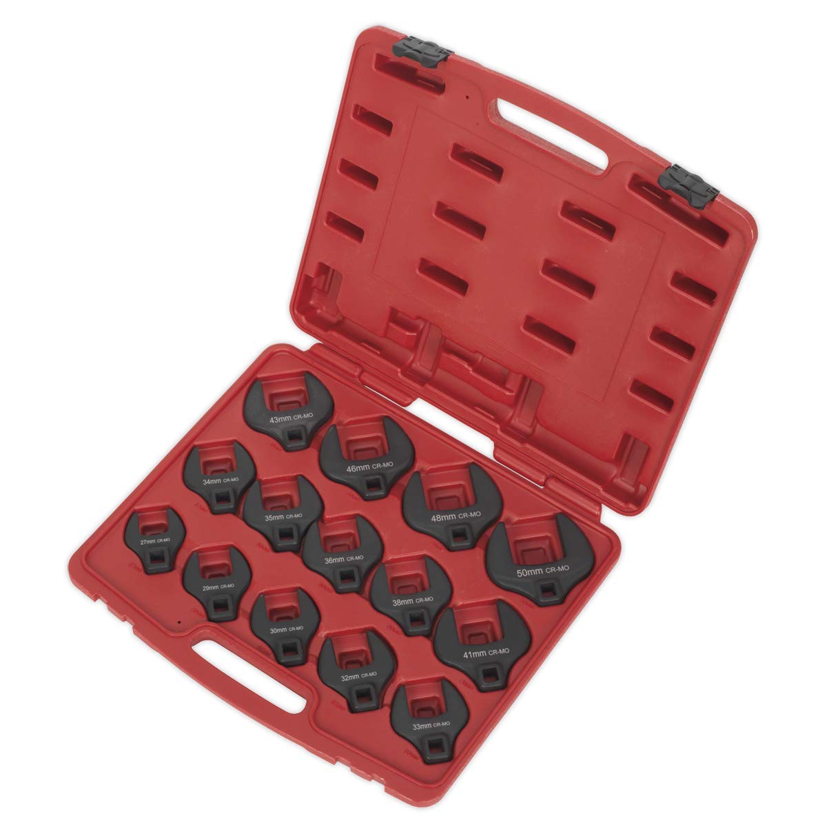 Sealey Ak59831 Crow's Foot Spanner Set 14Pc 1/2In Sq Drive Metric, Multicoloured, 1/2" - Image 3