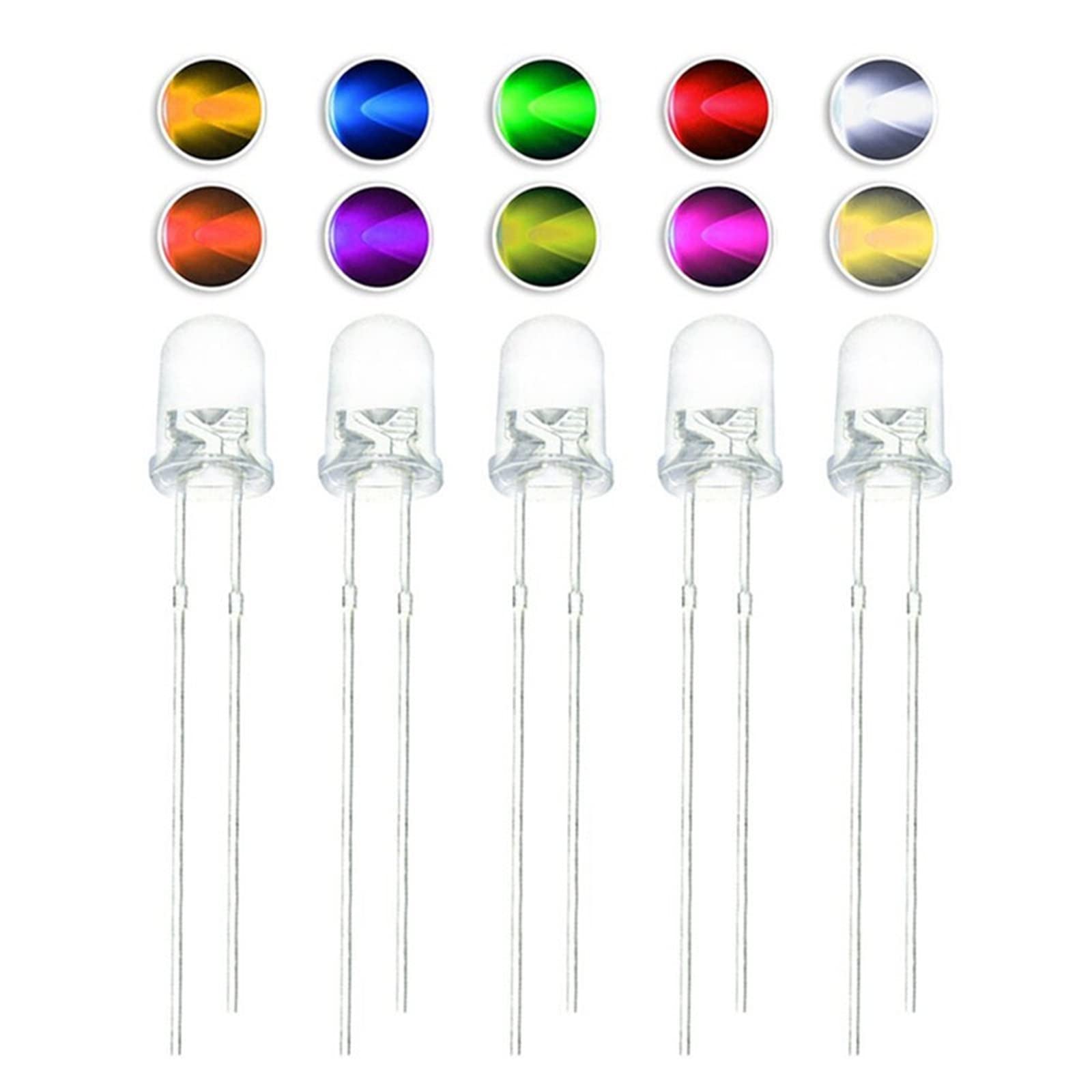 Elementi limitatori di corrente 100 diodi LED da 5 mm LED blu viola arancione giallo bianco ecc (Size : O)