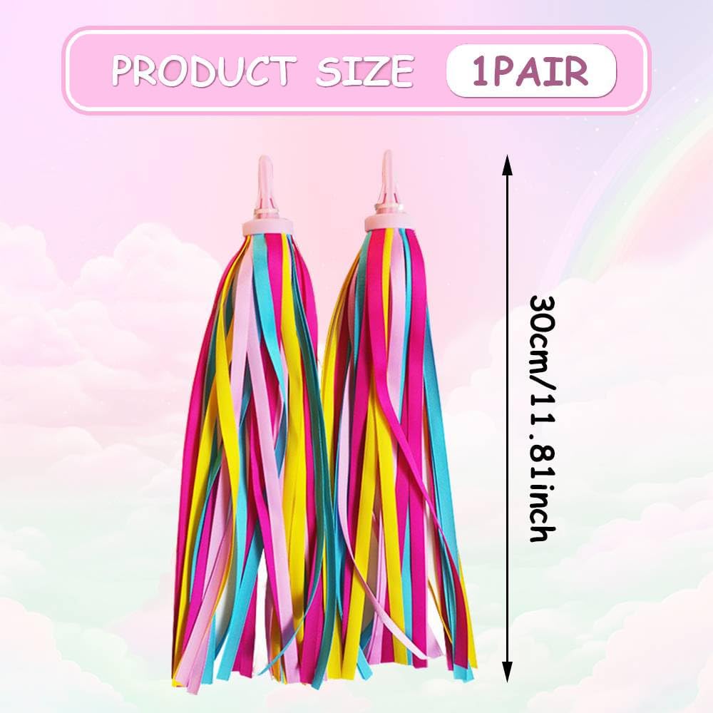 Stelle Filanti Bici Bambino,1 Paia di Nappe per Bicicletta per Bambini, Frange per Manubrio Bici,Decorazioni per Bicicletta,Frange per Manubrio,Accessori Scooter per Bici Bambini Monopattino (Rosa)