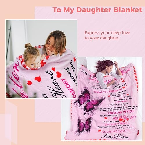 Miniatura 2 de Manta para hija de mamá, regalos de madre a hija, para cumpleaños, graduación, Navidad, manta suave y cálida de 60 x 50 pulgadas