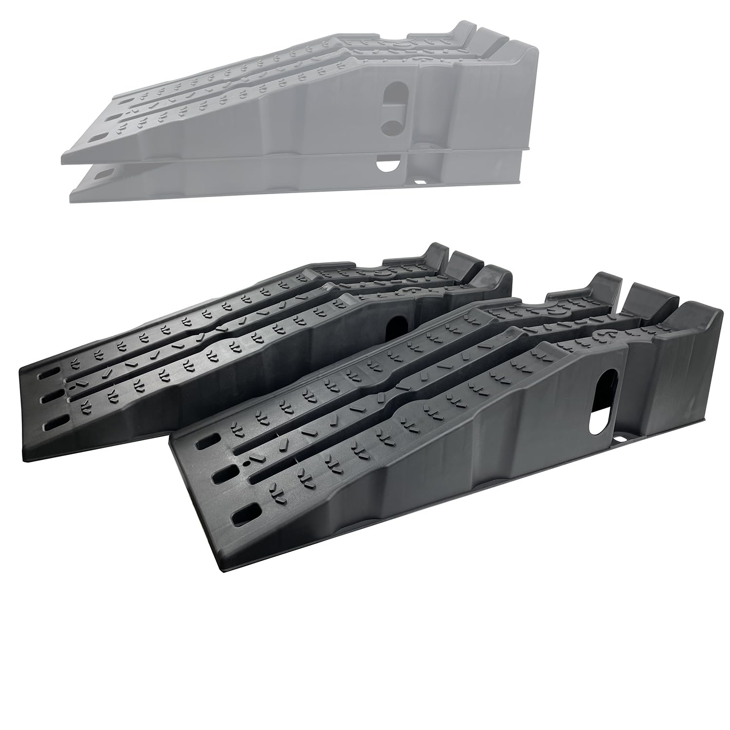 KATSU Tools Rampas de plástico para coche, 2 piezas, apilables, capacidad de 7.5 toneladas, rampas de garaje resistentes, 35.6 x 12 x 8.5 pulgadas, para levantar vehículos automotrices, servicio y
