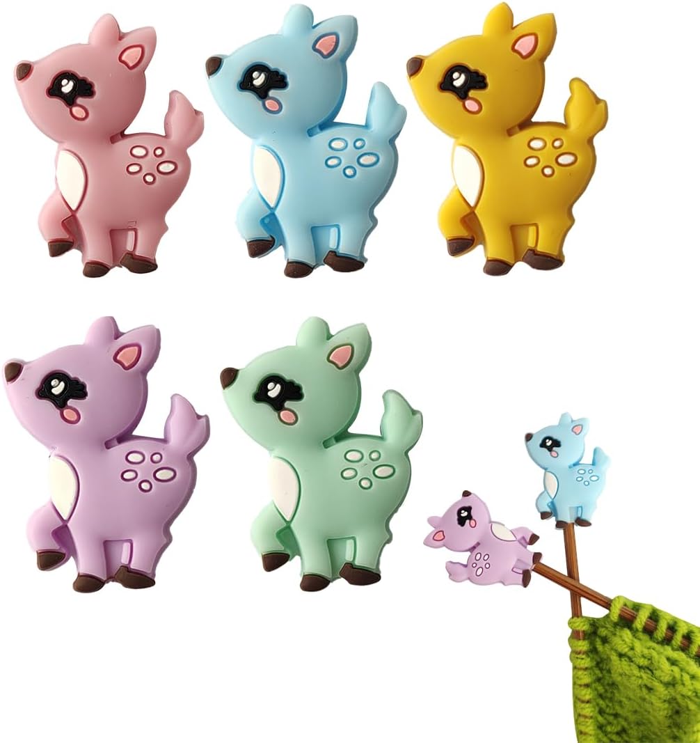 Toeloioh Knitting Needle Stoppers，Cartoon Animal Needle