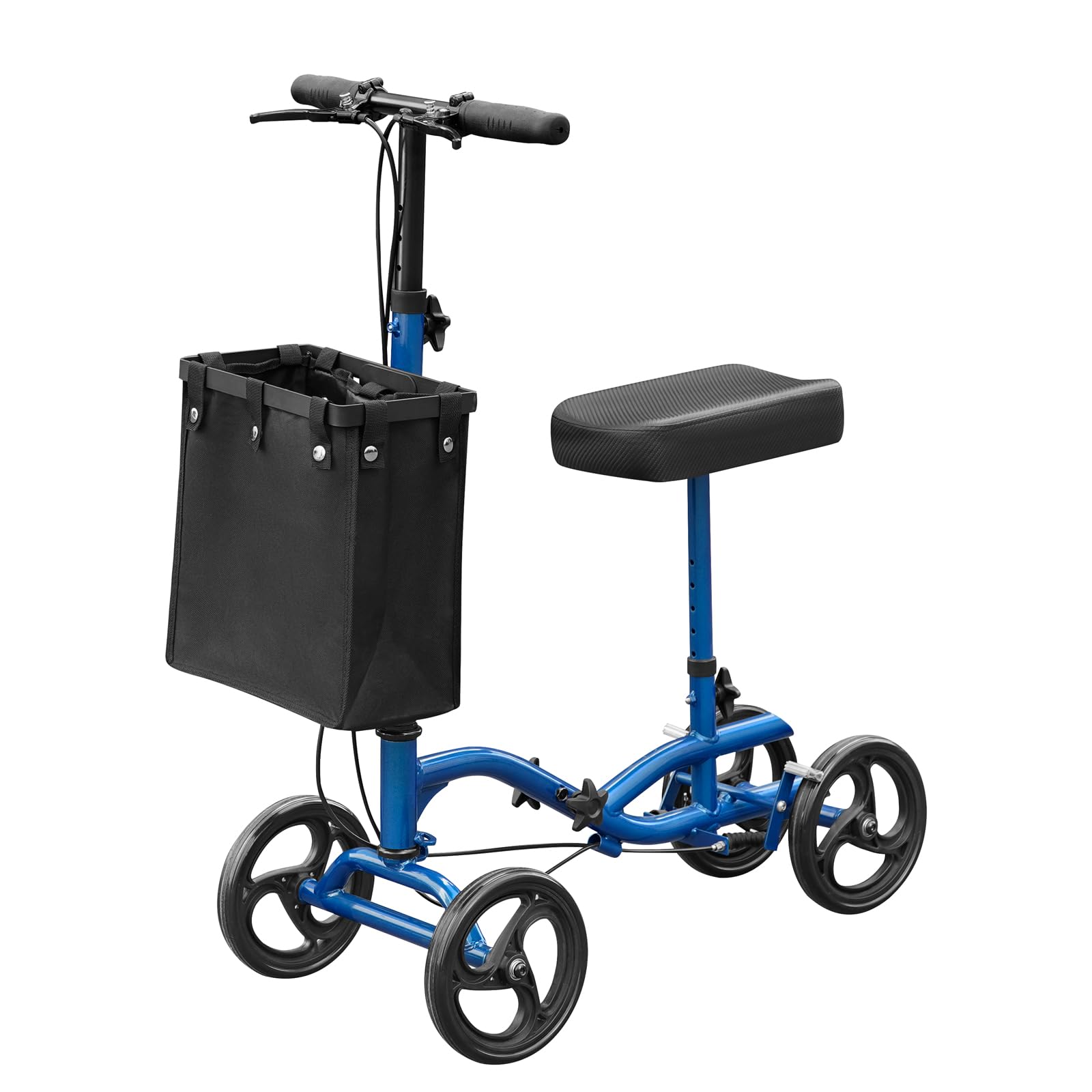 All Terrain Steerable Knee Scooter Deluxe Medical Scooter for Adults for Foot Injuries, Foldable Knee Walker Leg Crutch Alternative, 8" Solid Wheel, Blue