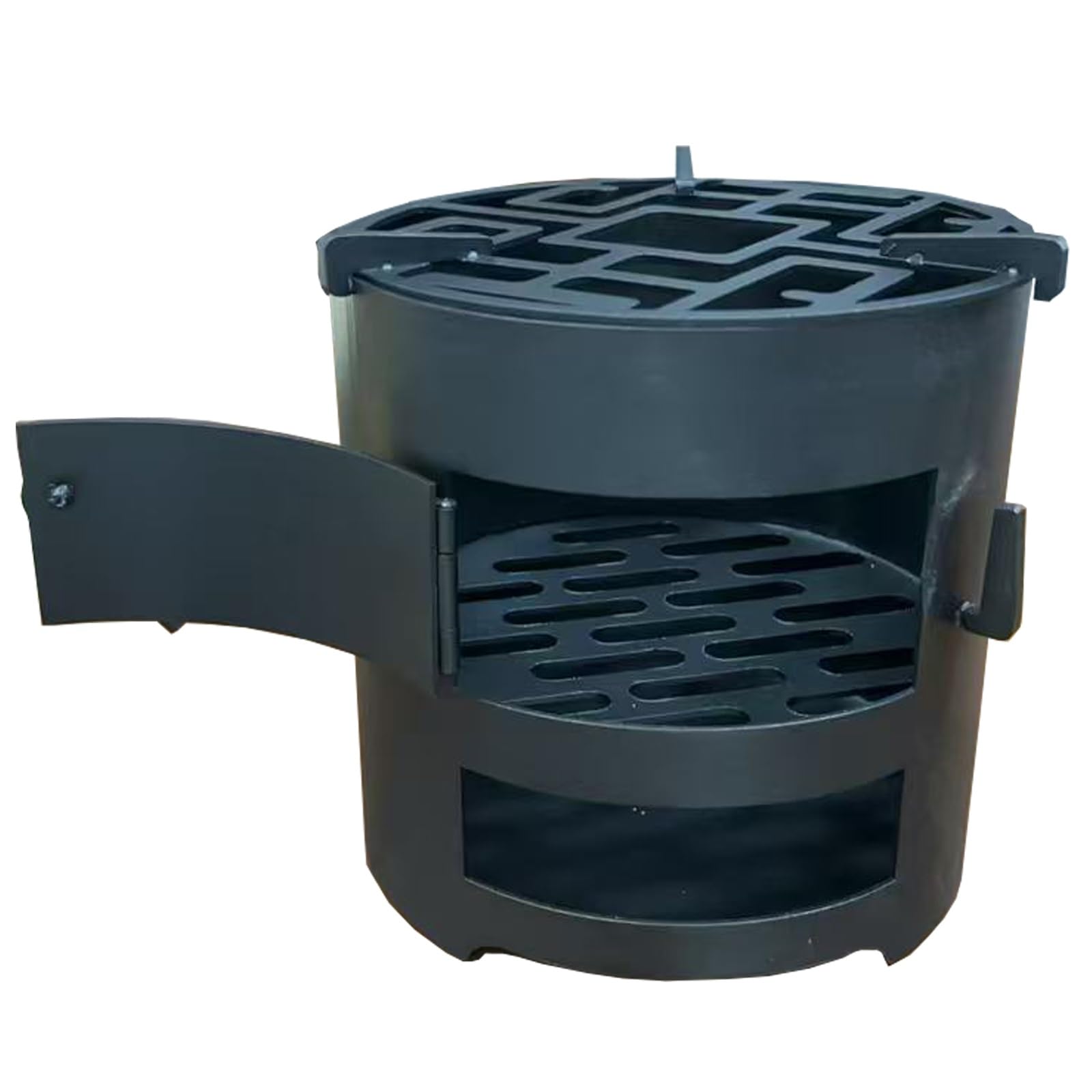 Poêle à Bois 16 Cm Poele a Bois en Fonte, avec Grilles, pour Chauffer et Cuisiner, Idéal pour la Cuisine en Plein Air, la Randonnée et Les Pique Niques