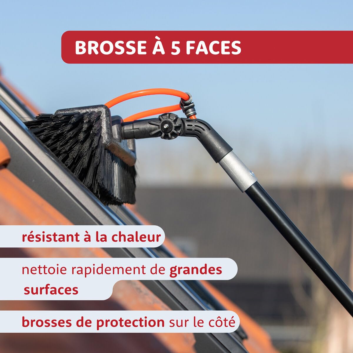 Aquascopic Manche Télescopique en Aluminium 5,4 m – Brosse à Panneaux Solaires & Vitres – Manche Léger et Réglable pour Nettoyage Toit, Camping-Car, Serre, Voiture
