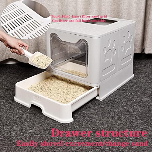 Arenero plegable para gato con tapa y pala, grande miniatura 5