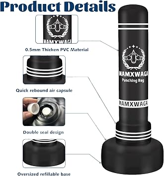 Standing Punching Bag with Stand Adult, 70'' Freestanding Heavy Boxing Bag with Electric Air Pump