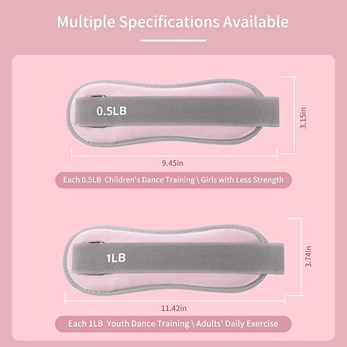 Miniatura 2 de Pesas de tobillo para mujeres y niños, 0.5 libras1 libra cada par de muñecas y tobillos (1 libra2 libras en total) pesas ajustables para