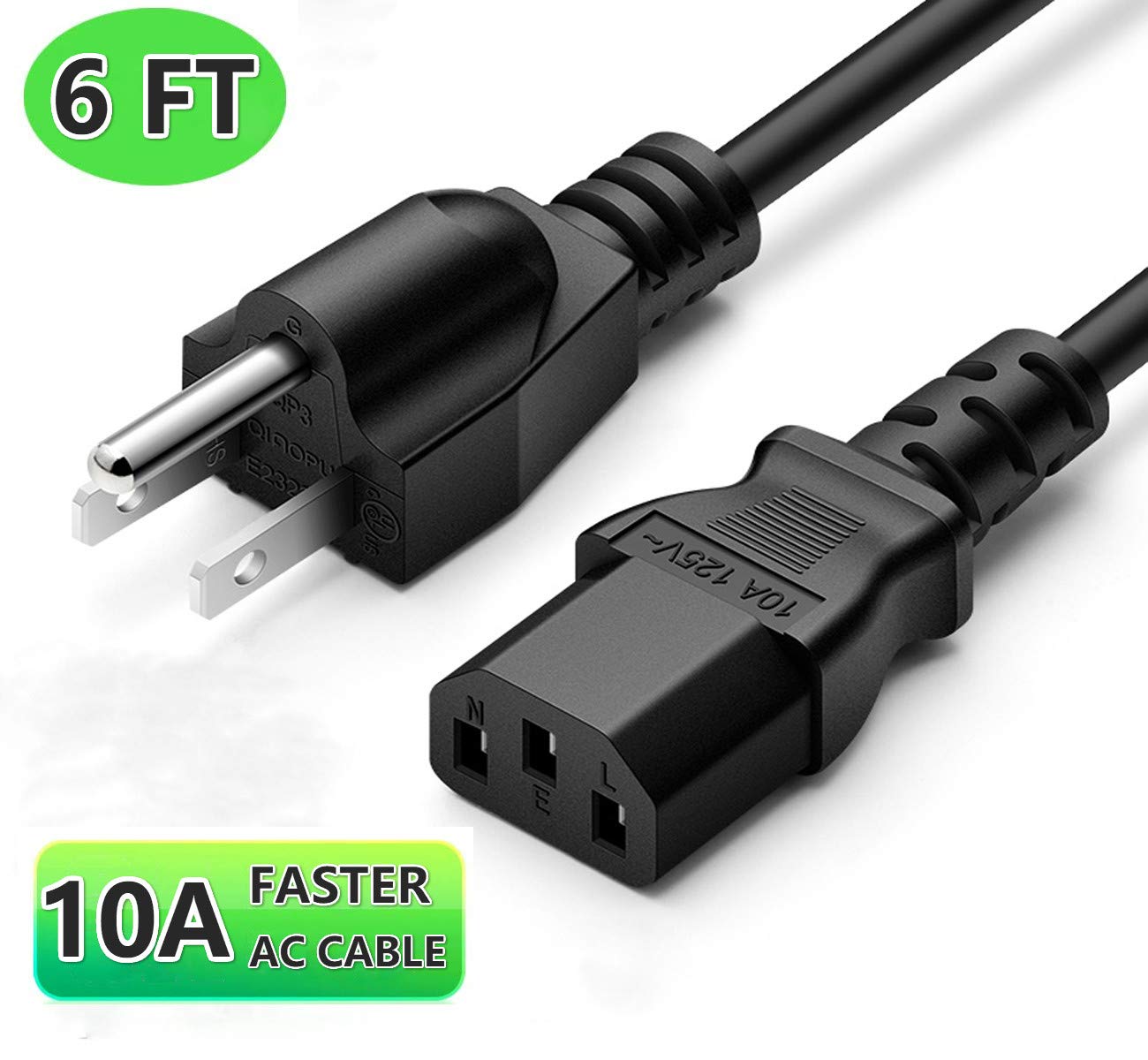 6FT 3 Prong AC Power Cable for VizioTV VX32L VW32L VX37L VW26L VA6 VMM26 VX42L VX52L VX240M VX20L VW46LF VU37L VU32L VO37L VO32L VO22L SV420M SV470M E472VL SV370XVT SV420XVT SV421XVT TV Power