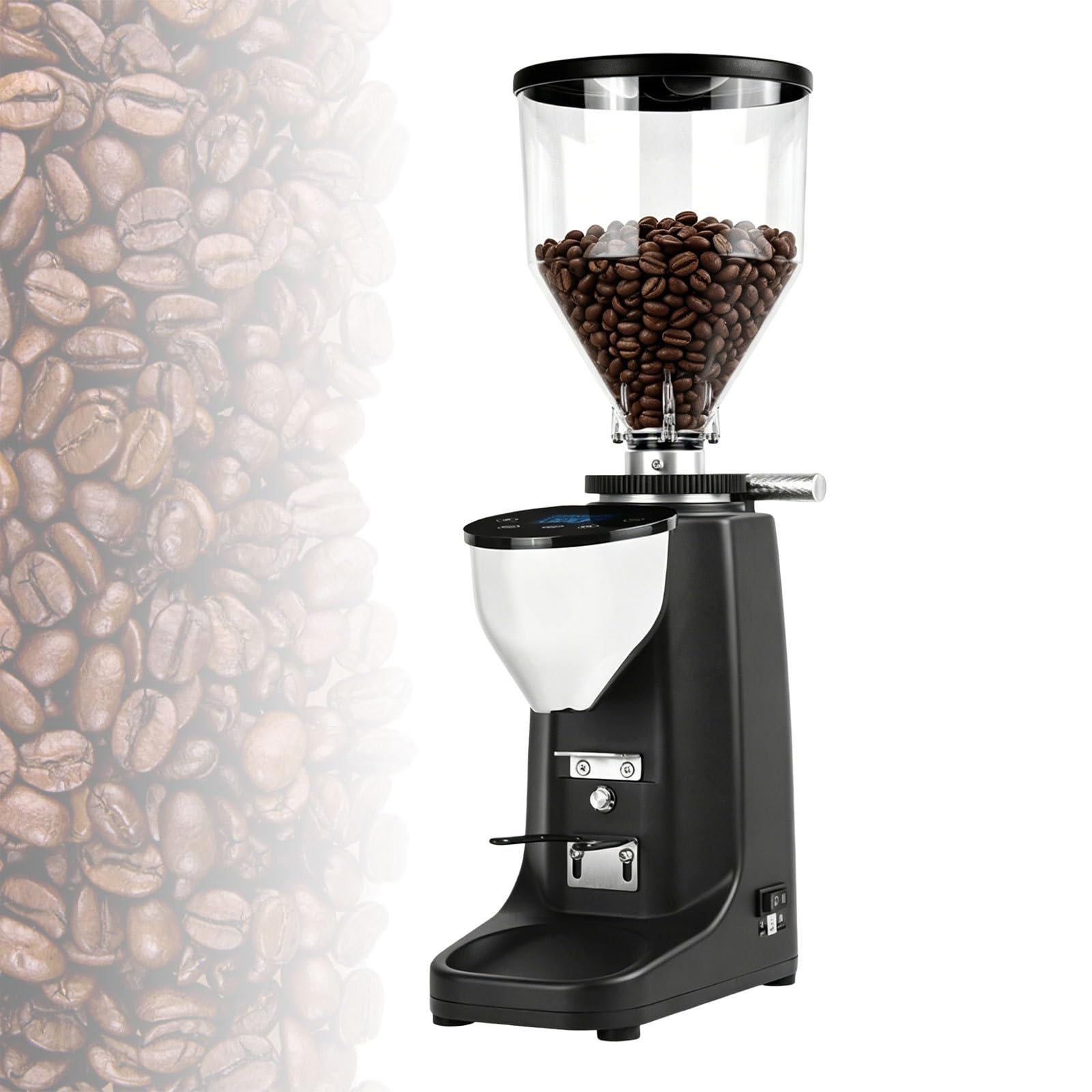 Młynek Do Kawy Barista Z Płaskimi żarnami 60 Mm, Elektryczny Młynek Z Regulacją Mielenia, Automatyczne Dozowanie, Cichy I Wydajny(Black)