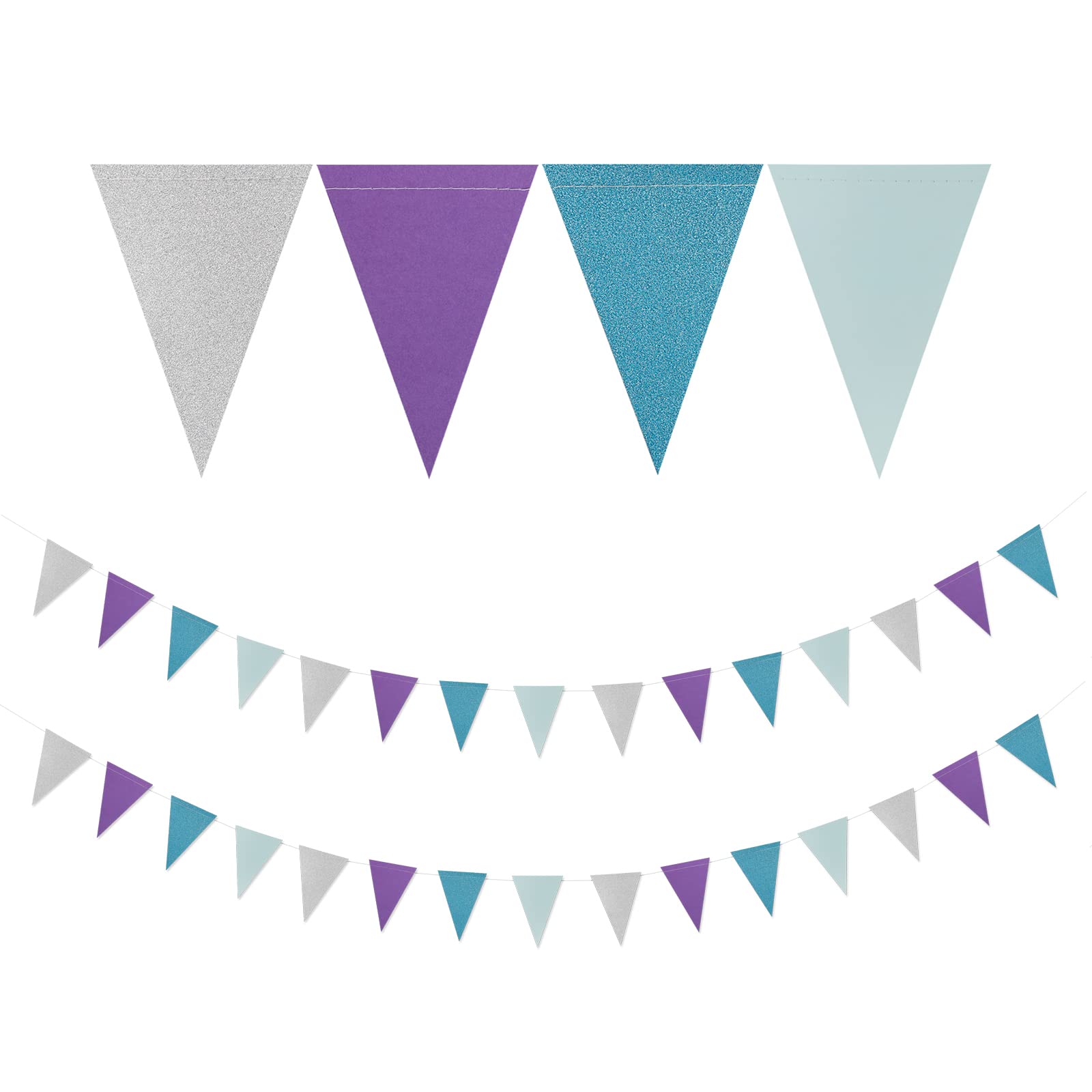 Purple-Blue Silver Frozen Party-Decorations Tassel-Garland -20pcs Winter Girl Birthday New Year Christmas Tassels Banner Streamers Wonderland Mermaid