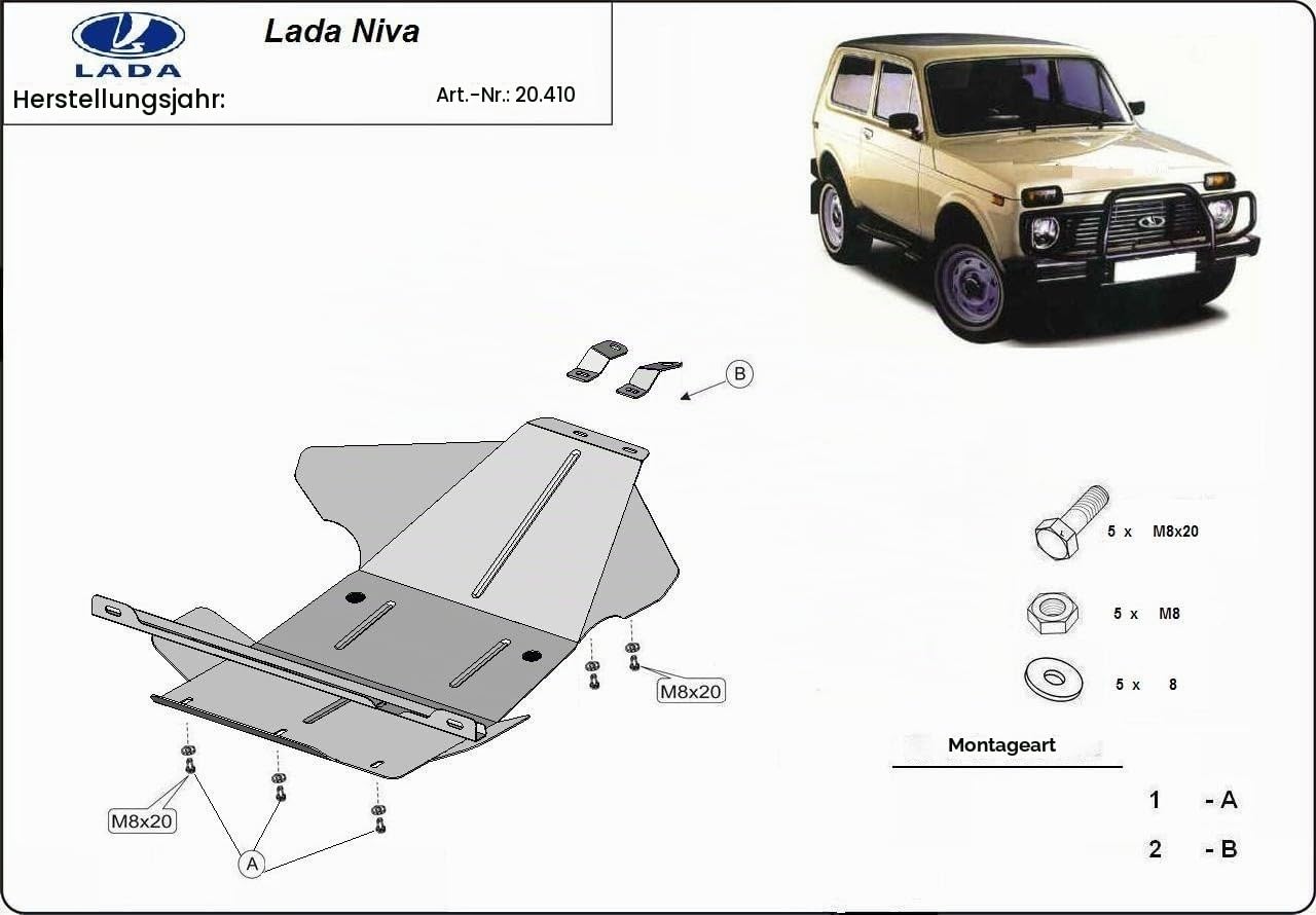 Metallschutz unter dem Motor kompatibel mit Lada Niva – (1995–2020)