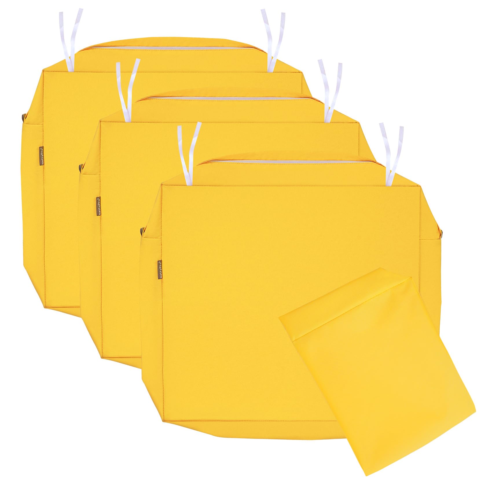 NettyPro Patio Chair Seat Cushion Covers Set 4, Waterproof Outdoor Furniture Cushion Slipcovers with Zipper and Tie, 20 x 18 x 4 Inch, Replacement