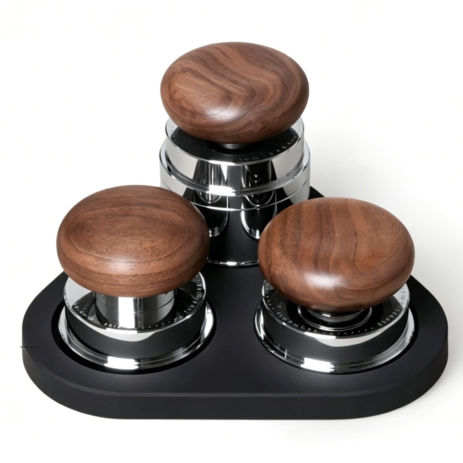 SICWEDIM 4 PCS Espresso Coffee Tamper Set, with Self-Leveling Distributor, WDT Tool, Calibrated Tamper, Triangular Silicone Mat, Magnetic Fixation, for 58mm Portafilters (Black)