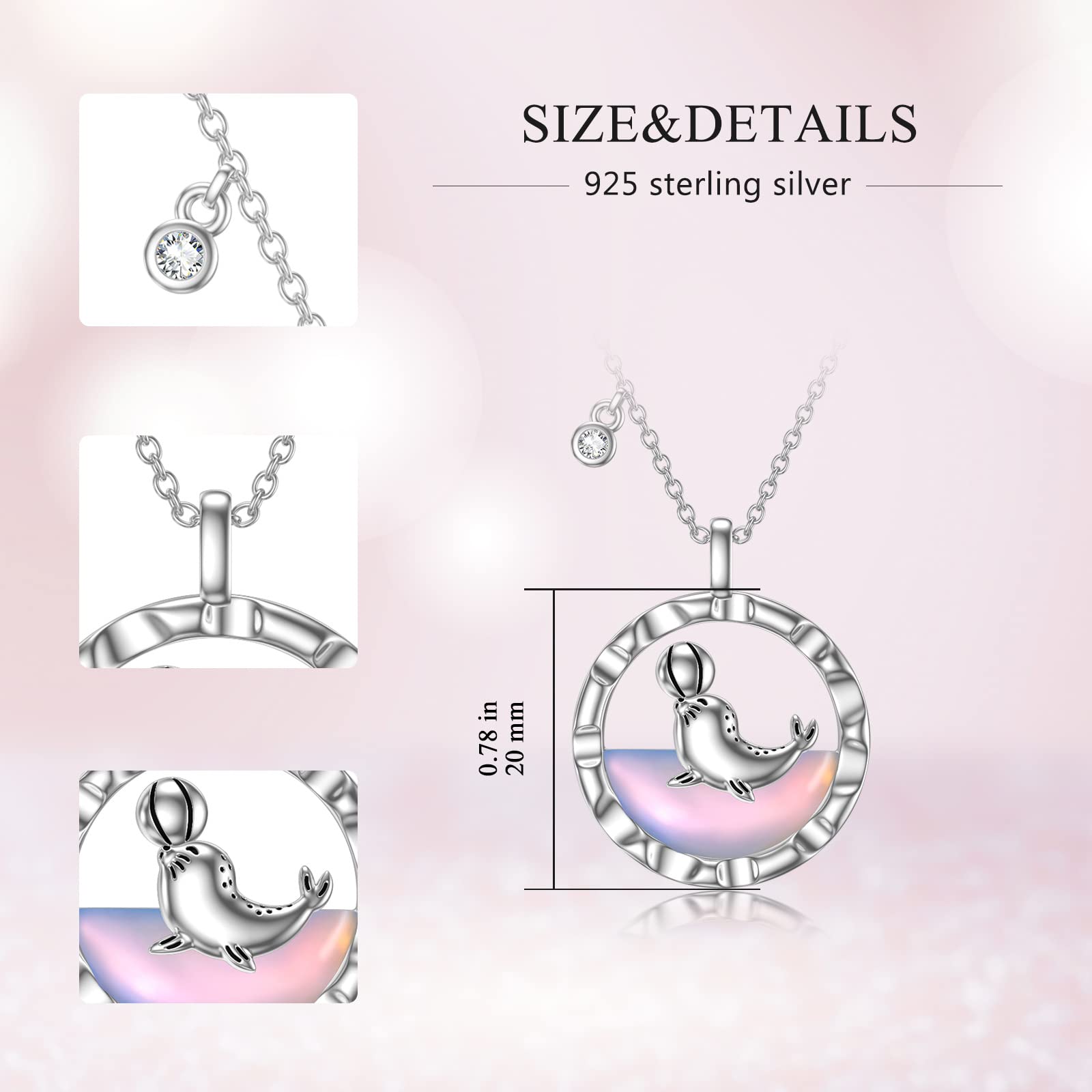 VONALA Sigillo di luna collana in argento Sterling 925 da donna, ciondolo in argento per donne, gioielli pensa ipoallergenico, con sigillo di pallina da gioco, regalo per ragazze adolescenti, regalo