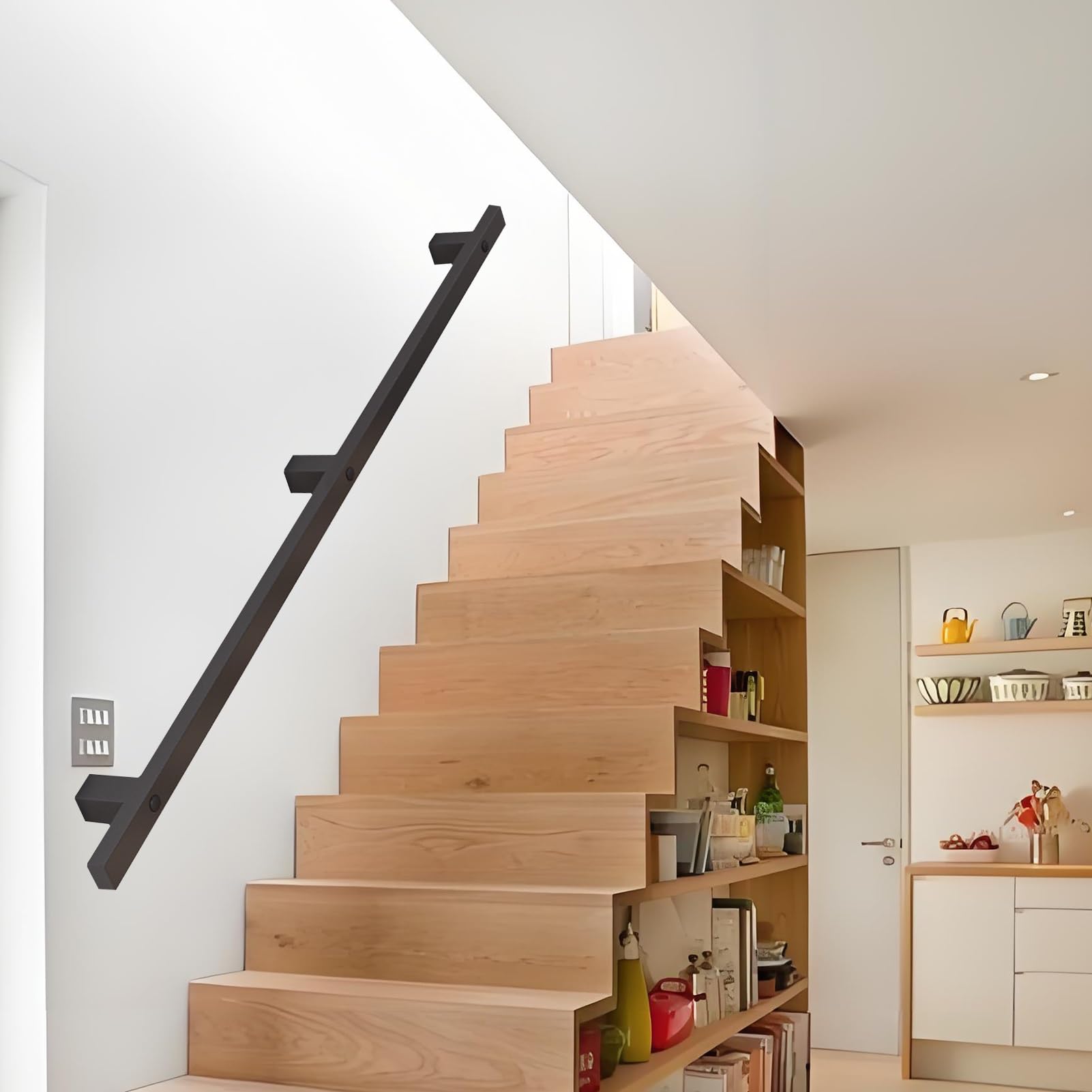 Main courante d'escalier sécurisée - Rampe de 3,50m pour intérieur et extérieur
