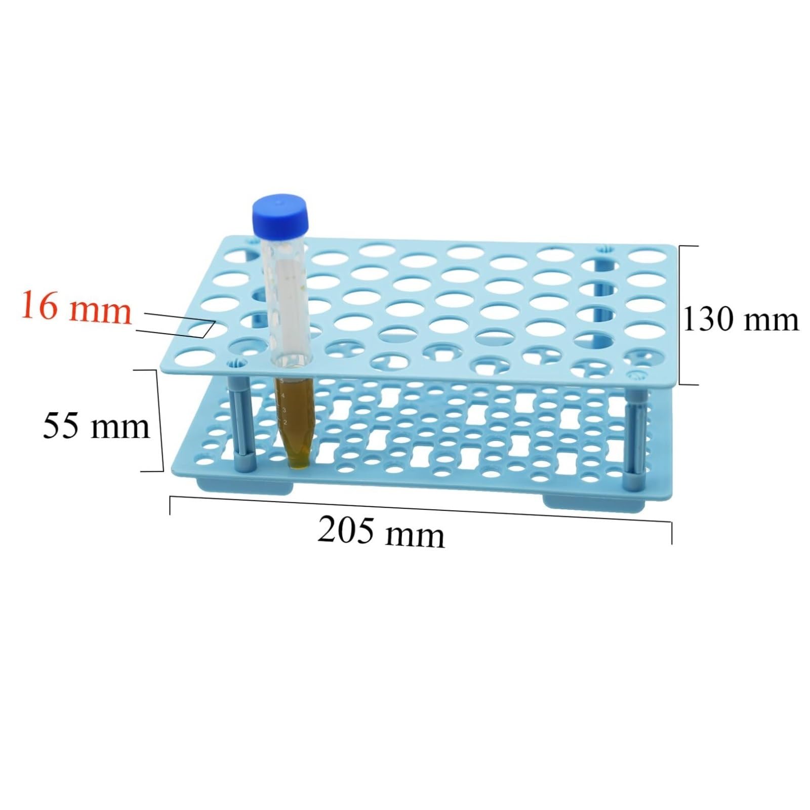 Gradilla De Tubo De Ensayo para Laboratorio Gradilla De Plástico For Tubos De Ensayo De 3 Piezas, Soporte Desmontable For 50 Pocillos Laboratorio