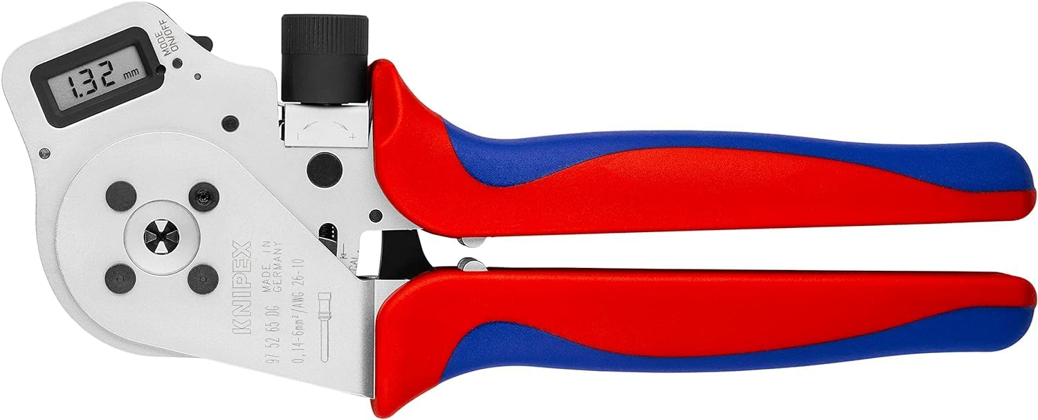 Knipex Multi Color Four-Mandrel Crimping Pliers For Turned Contacts Chrome-Plated With Multi-Component Handles 250 Mm, 97 52 65 Dg