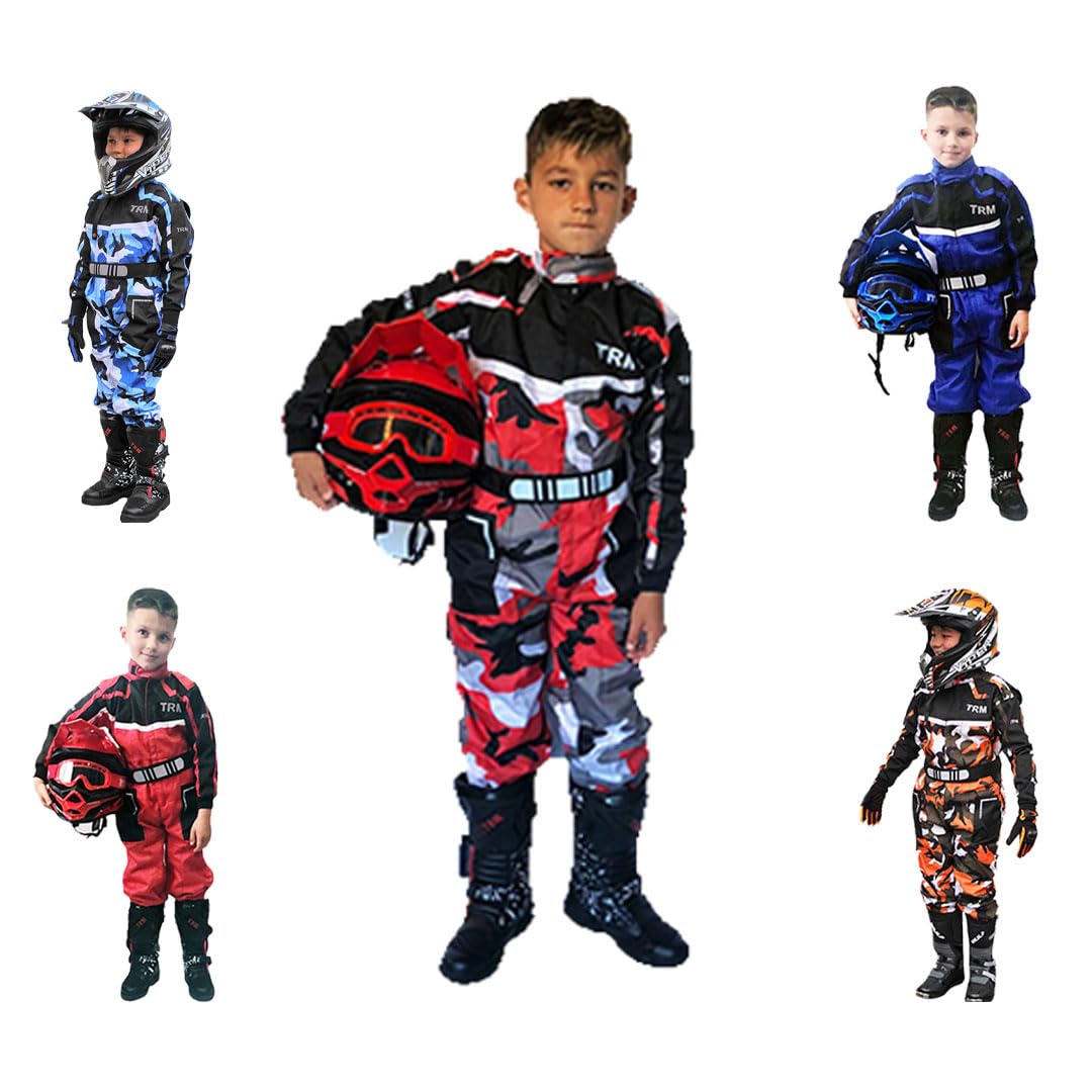 XTRM Kids' Motocross, Off-Road, Quad, Dirt Bike, Go Kart Racing Suit (Camo Red, L)