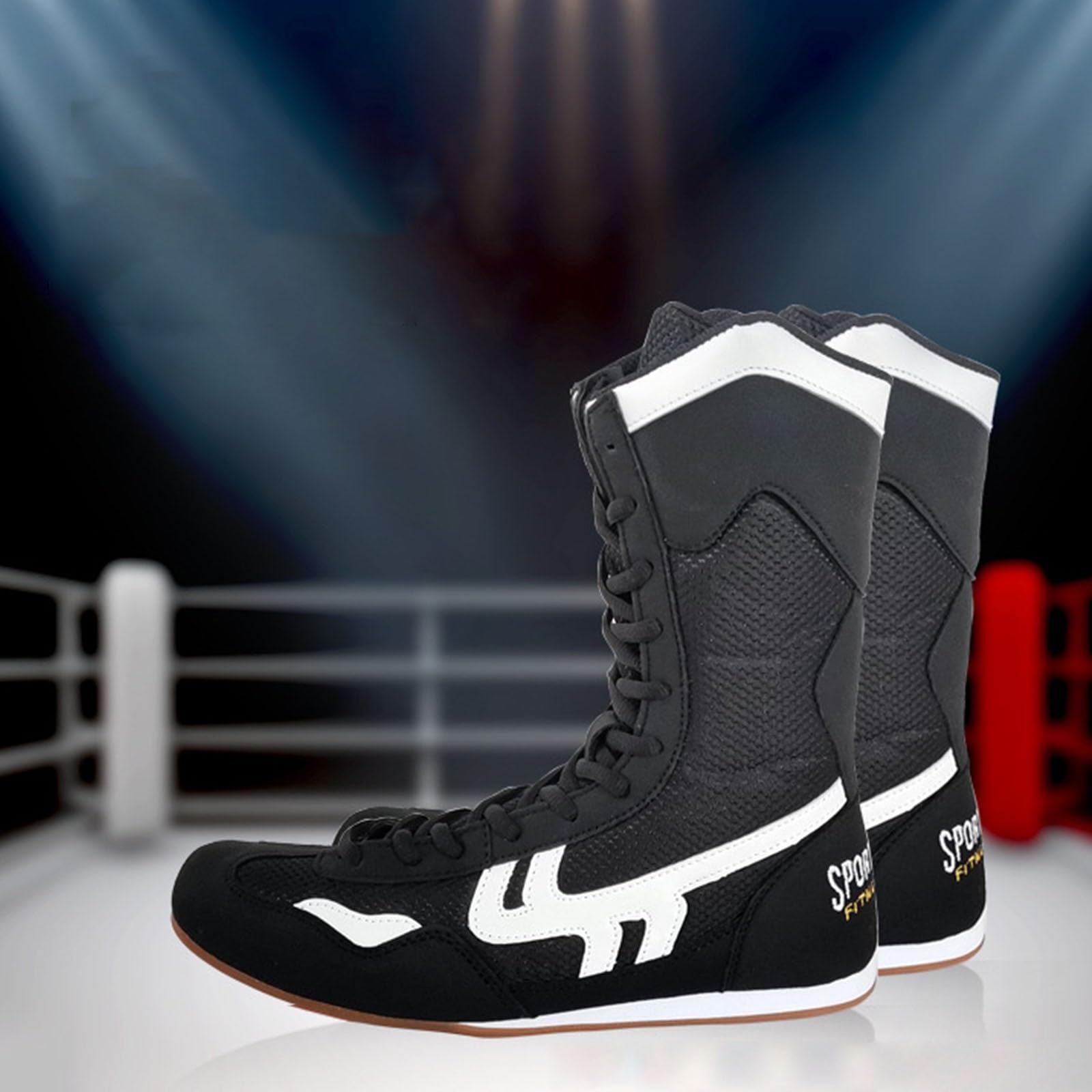 Scarpe sportive da uomo originali scarpe da boxe alte da allenamento scarpe da wrestling stivali lunghi scarpe da boxe scarpe da competizione allenamento compatibili con scarpe da moto uomo chopper