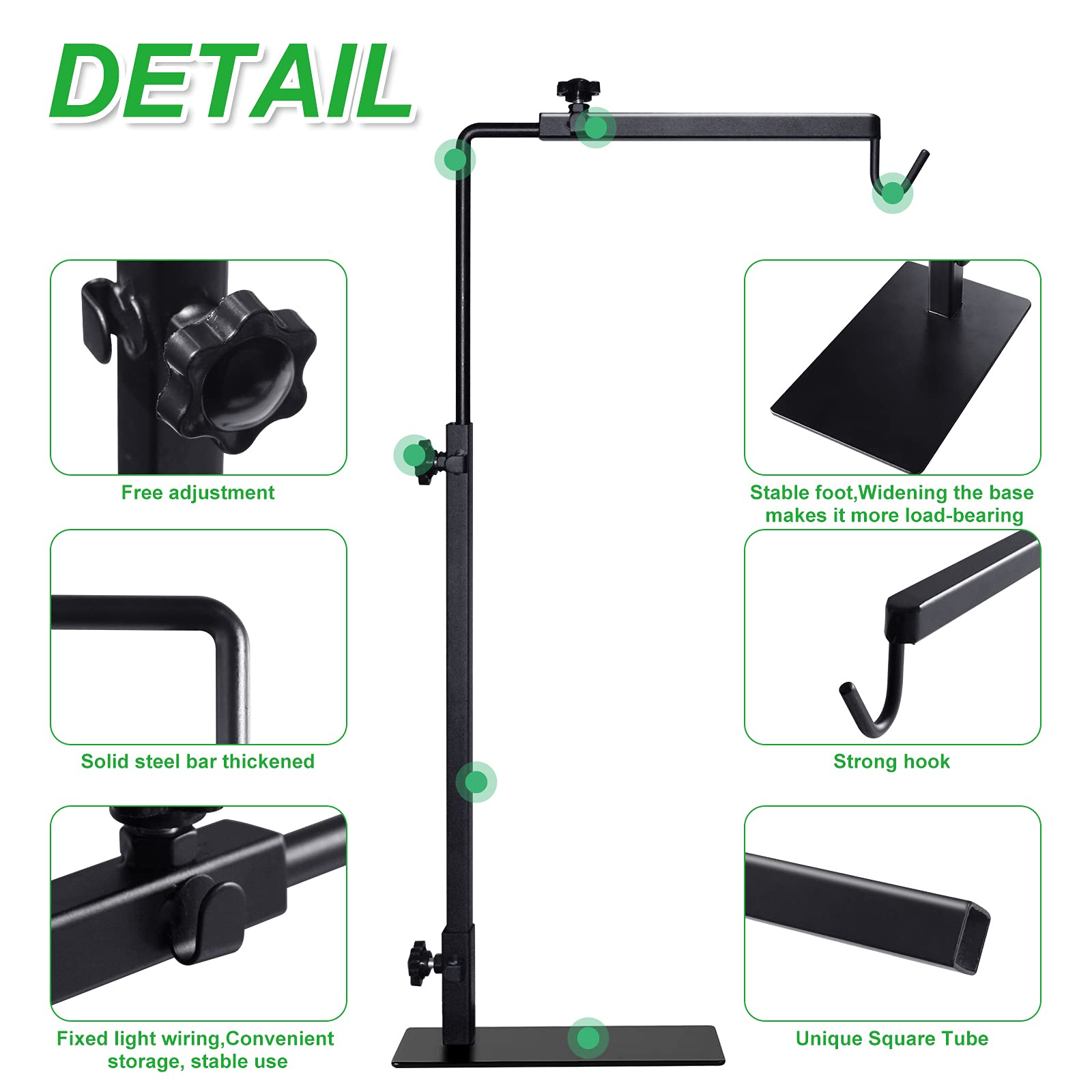 Supporto per lampada termica regolabile per terrari rettili con base, supporto per anfibi e lucertole, tartarughe e serpenti e altri animali a sangue freddo (M, 30 x 64 cm)