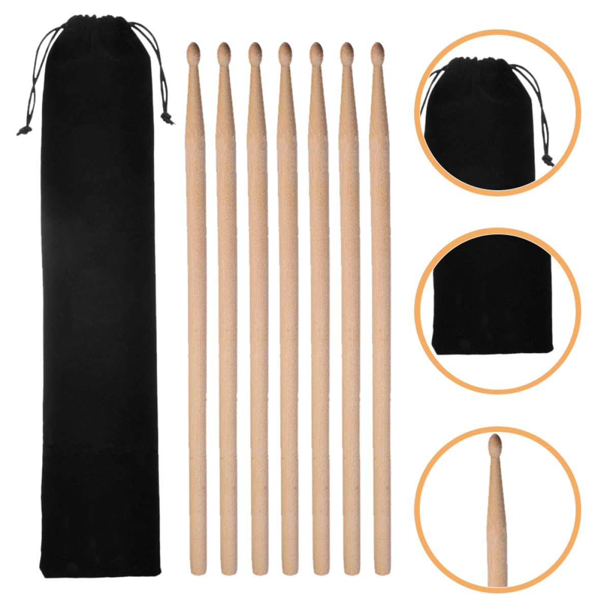 BESPORTBLE 2ensembles Baguettes De Batterie Érable Pour Baguettes Rythmiques Étui De Rangement Inclus