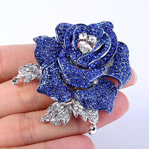 Image of EVER FAITH Women's Austrian Crystal Blooming Beautiful Rose Flower Brooch