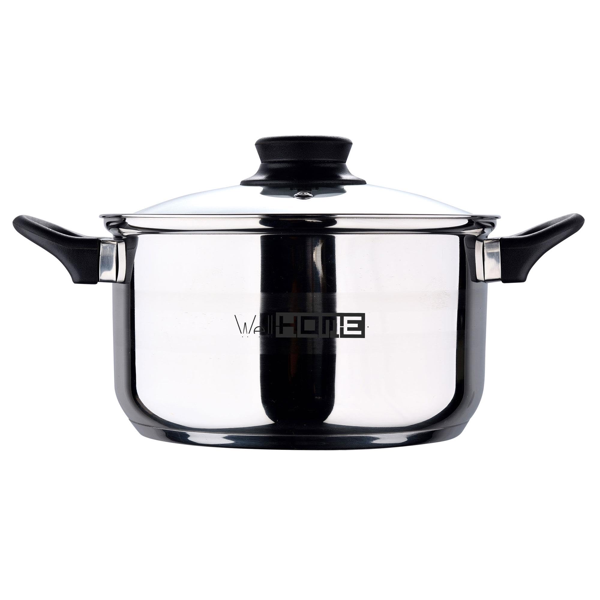 Well Home Set de Batería de Cocina de 8 Piezas y Sartenes en Acero inoxidable Ø20 Ø24 y Ø28 x5cm, Aptas para inducción y SIN antiadherente