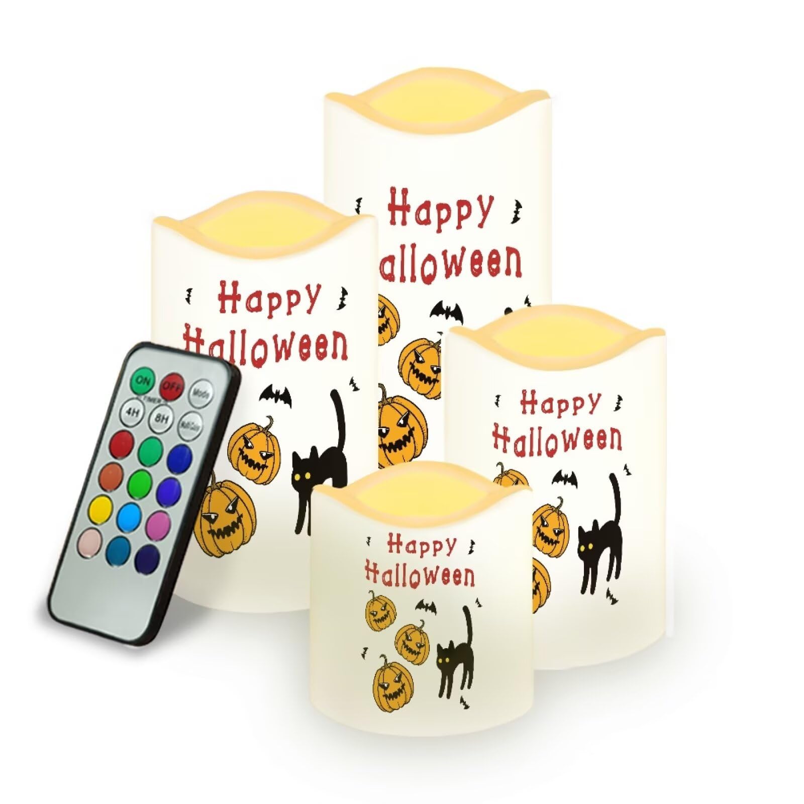 Pumpkin Color Changing Flameless LED Candles Set of 4