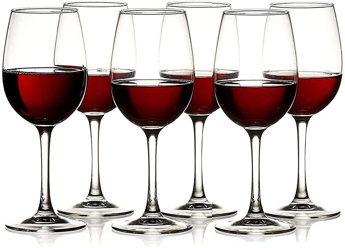 PATRANI FASHION | Red & White Wine Glass Curve Wine Glass 310 ML, Set of 2 Crystal Brandy Glass Hand Blown Lead-Free, Ultra Thin Rim Long Stem Wine Drinking Glasses, Rum, Whiskey Glass 4