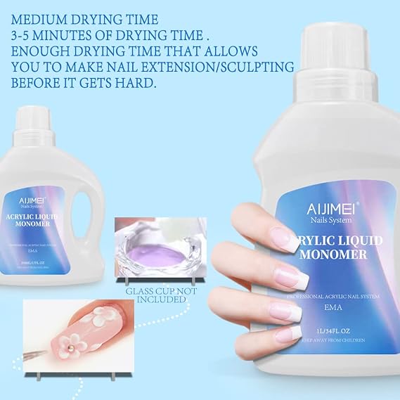 Acrylic Liquid Monomer 34FL.OZ/1L Acrylic Nail Liquid Acrylic Monomer Liquid Acrylic Liquid Acrylic Liquid Monomer Acrylic Nail Liquid Liquid Monomer for Acrylic Nails Acrylic Liquid for Nails