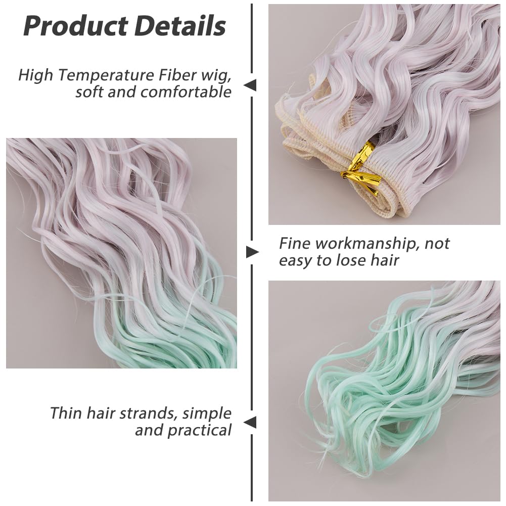 DICOSMETIC 4Pcs 4 Colors Doll Hair Wig 25cm Curly Long Dolls Hair High Temperature Fiber Dolls Hairs Weft Extensions Colorful Faux Hairs Replacement for Doll Making Kits Arts Supplies