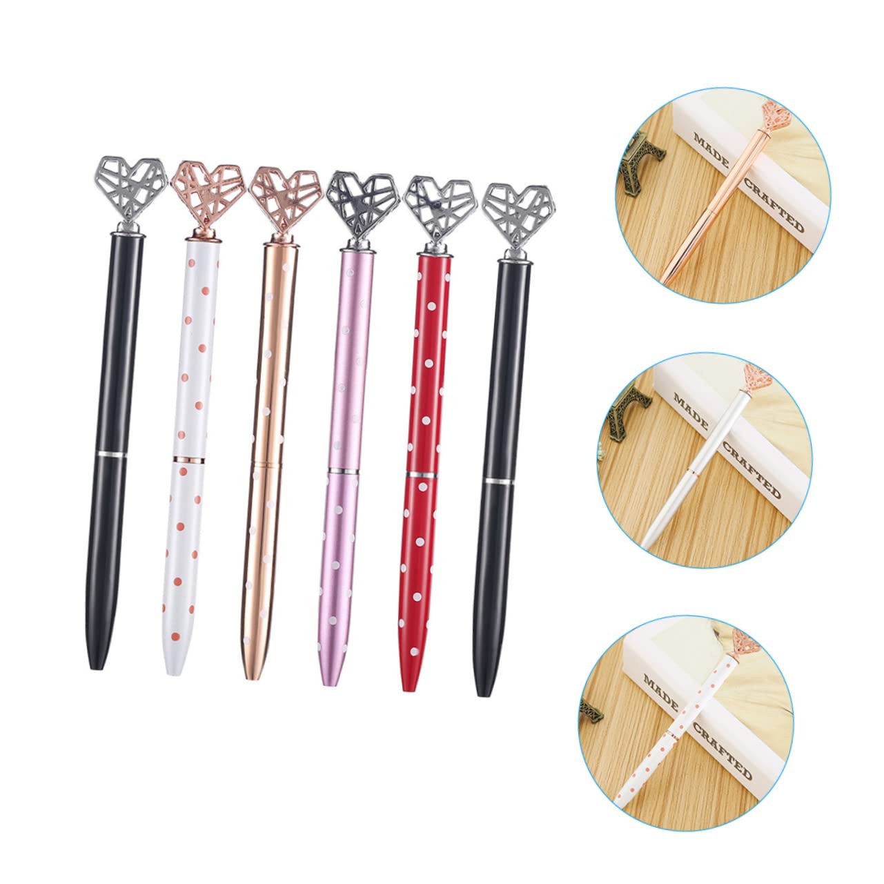 Lurrose Lot De 4 Stylos À Bille Ergonomiques En Métal Décorés De Cœurs Pour Lécole 6 Pièces X 4