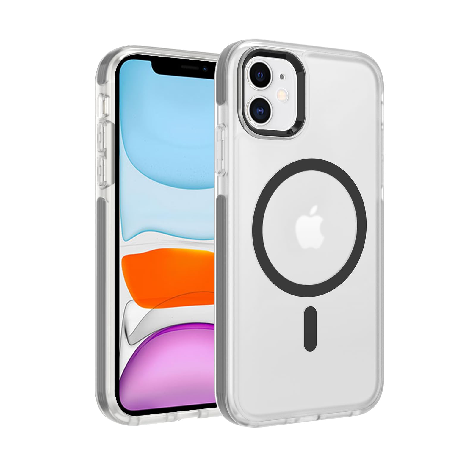 GROZHJAL Magnetic Case for iPhone 11,Fit for MagSafe,Protective Cover, Shockproof,Pocket-Friendly,Slim for iPhone 11 Case Transparent (Black, iPhone