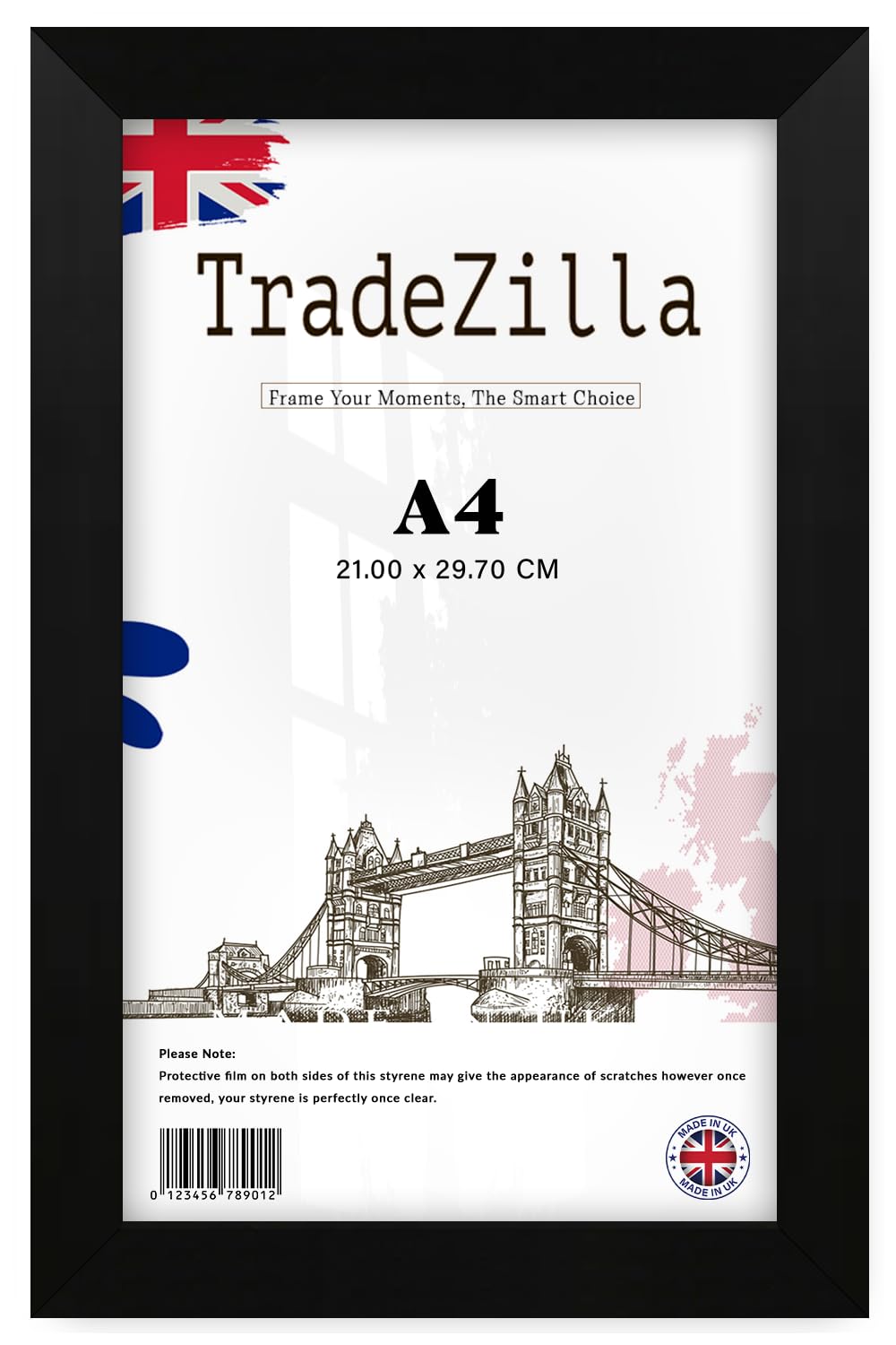 TradeZilla | Flat Style A4 (21.00 x 29.70 CM) Matt Black Wall Mounting 0' 8" x 0' 12" Frame for Gift 8 x 11 Inch Picture Frames [ Matt Black ]