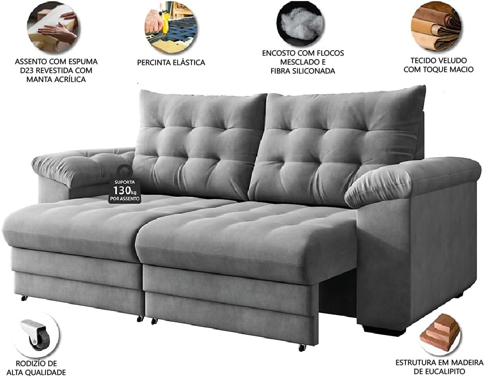 Sofá Retrátil E Reclinável Bipartido 3 Lugares 2,30M Suede Review Sincero 4 61Cs+Rjbizl. Ac Sl1000